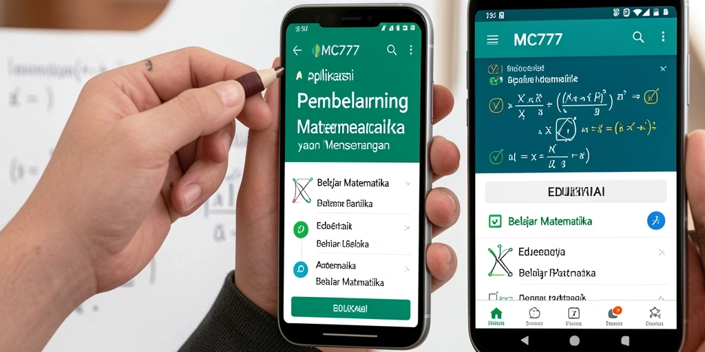 Tampilan aplikasi MC777 dengan fitur belajar matematika yang interaktif.
